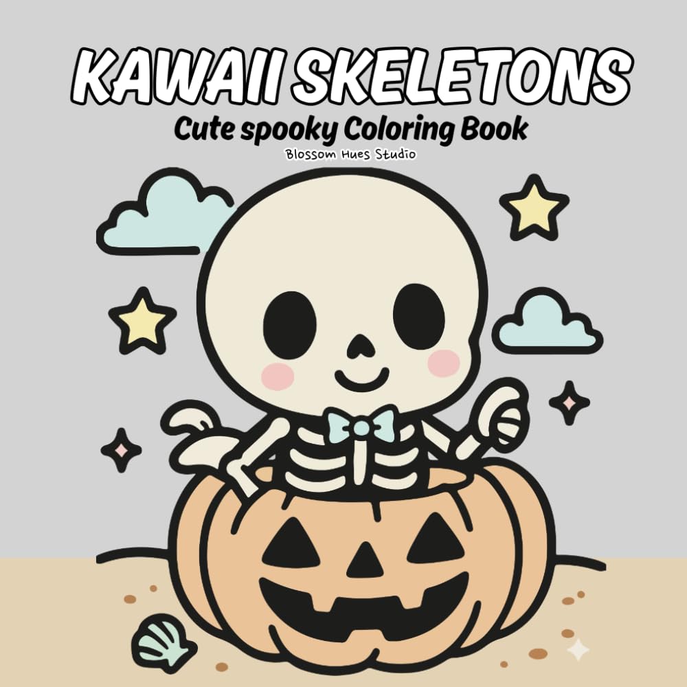 Cute Kawaii Skeletons Coloring Book for Kids Ages 4-8 | Fun Spooky Halloween Activity Book with Adorable Skeleton Characters and Creative Designs: ... trick-or-treat favors, or cozy coloring time.