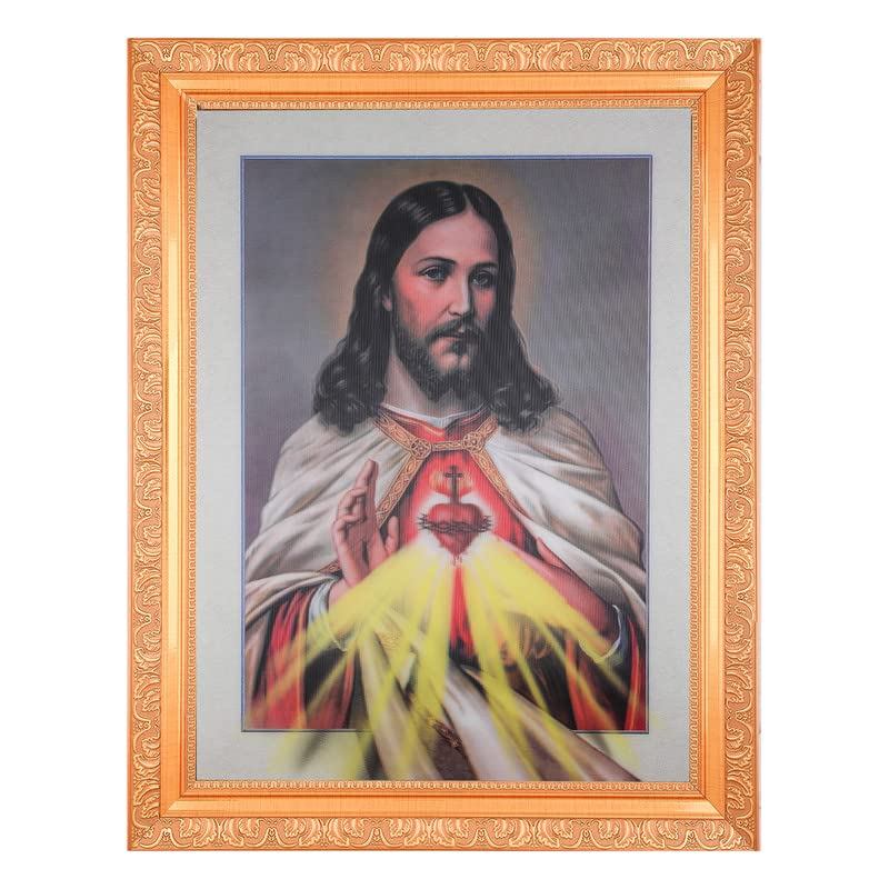 Photo de Jésus Christ 5D avec cadre doré grand format 35x45 cm BM TRADERS