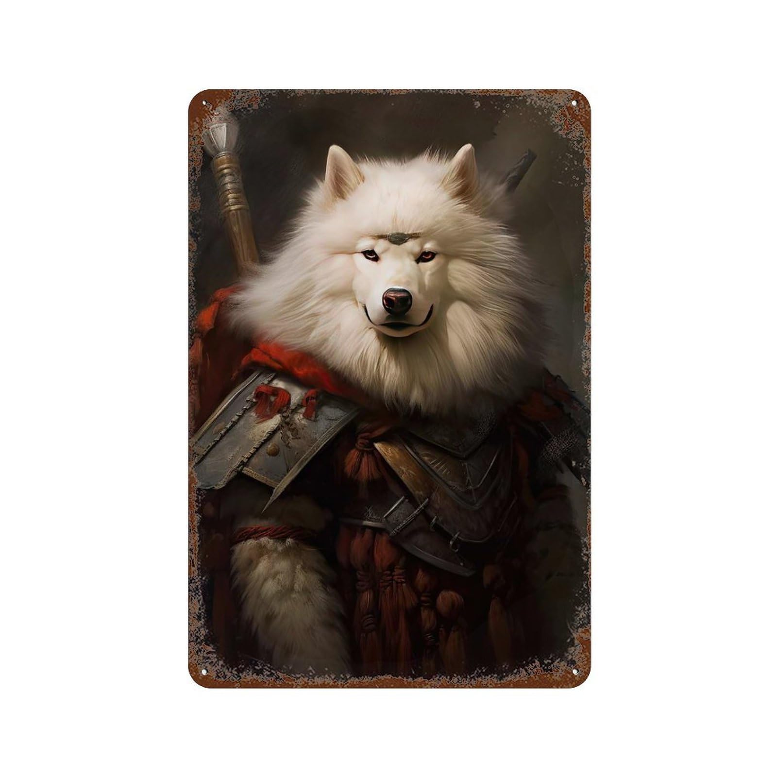 Samoyed Viking Rust Effect Tin Sign 11.8"x7.9", Old School Wall Decor for Farmhouse, Kitchen And Entryway Decor