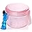 Denture Case, Leak Proof Denture Bath Cup for Travel, Denture Container Cups for Soaking Full & Partial Dentures, Retainers, Denture Cleaning Kit Holder Box with Denture Cleaner Brush-Transparent Pink