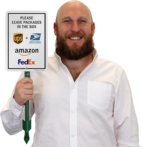 Miniatura 5 de SmartSign Letrero de 10 x 7 pulgadas con estaca de 18 pulgadas, aluminio laminado resistente al óxido de 40 mil, multicolor, juego de 1, fabricado