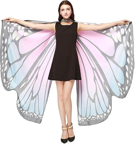 Miniatura 7 de AWAYTR Chal de alas de mariposa para mujer, capa de hada para mujer, accesorio de disfraz de Halloween