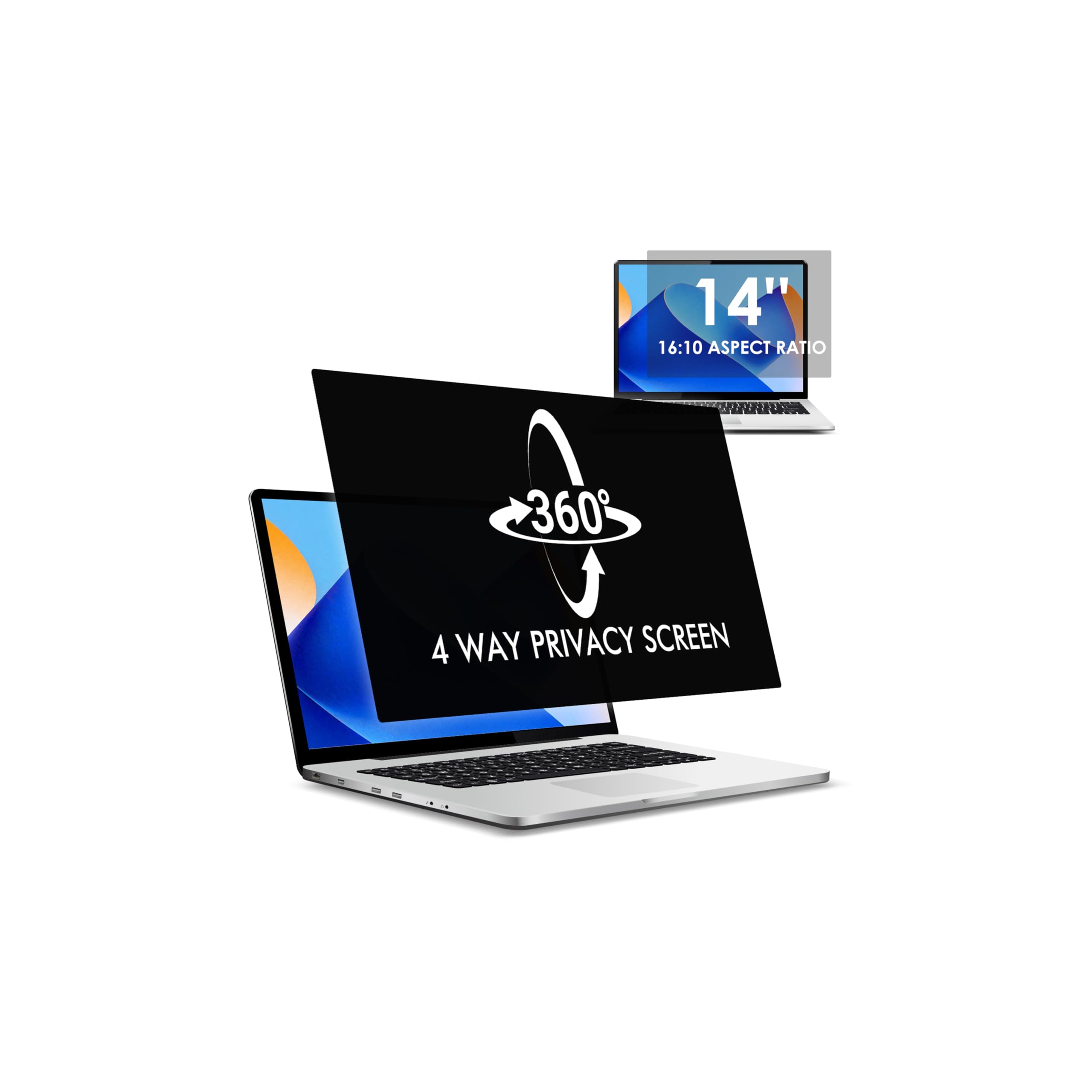 SOPPY Filtro privacy a 360° per laptop da 14 pollici, filtro privacy, filtro per schermo per laptop, con privacy, anti luce blu, antiriflesso, 310 x 174 mm (16:9)