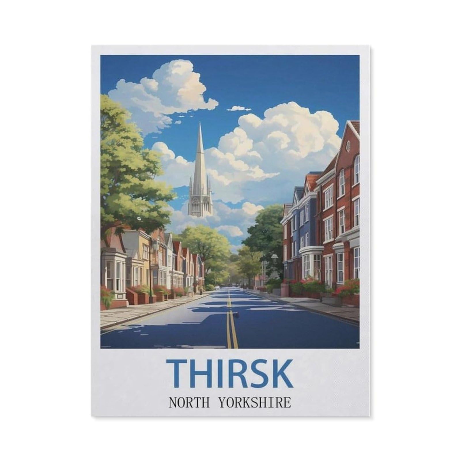 Beayodkp （30 X 40 Cm/11.81 X 15.74 Inches） Thirsk North Yorkshire Vintage Travel Posters，Diamond Painting Kits For Adults - 5D Diamond Painting Kit Full Drill, Diamond Art Kits For Home Wall Decor-Ce68