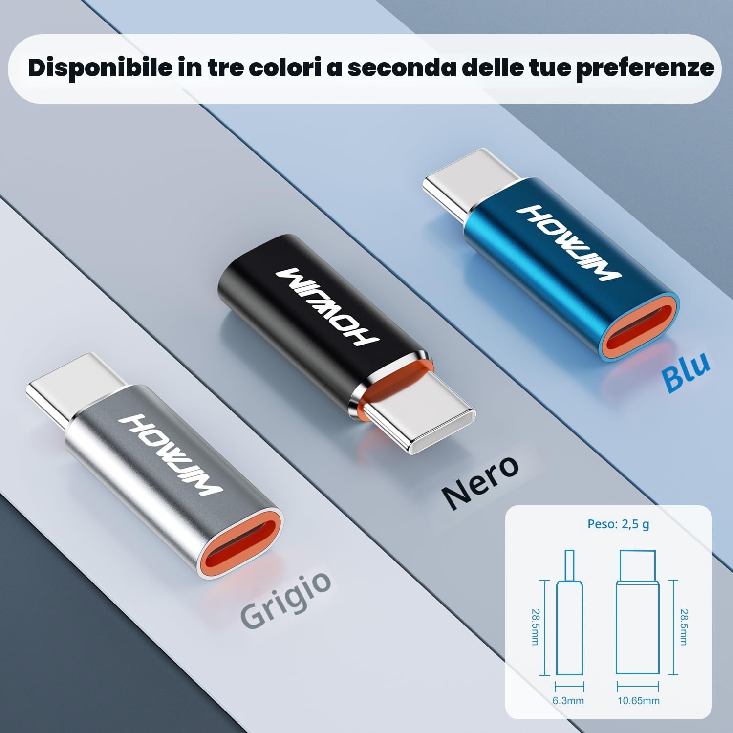 Adattatore Lightning a USB C 2 Pezzi PD27 66W Ricarica Rapida Trasmissione Dati per iPhone 17/16/15 Pad Galaxy Xperia Nero
