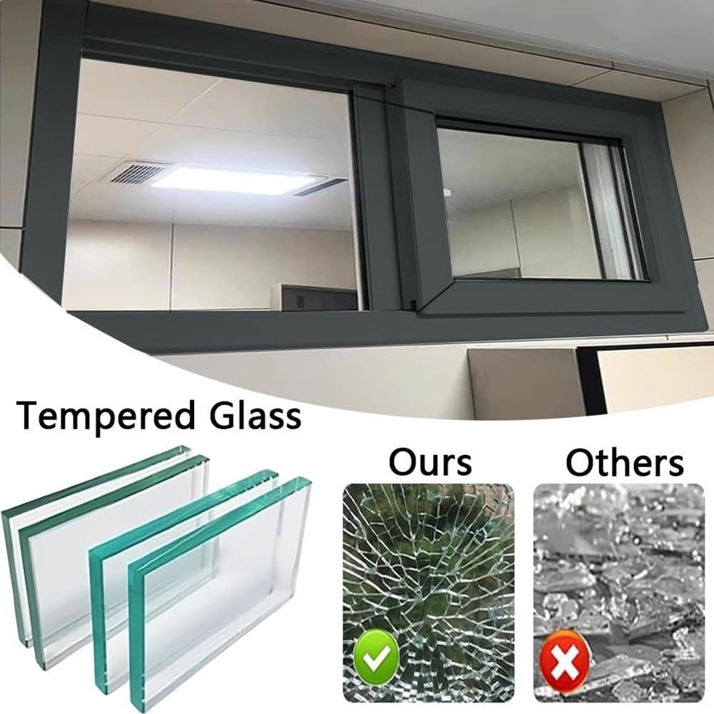 Ventana del Sótano para Viviendas, Ventanas Correderas Horizontales de Aluminio de Recambio con Mosquitera y Cristal Templado(Gray,W60cm xH80cm)