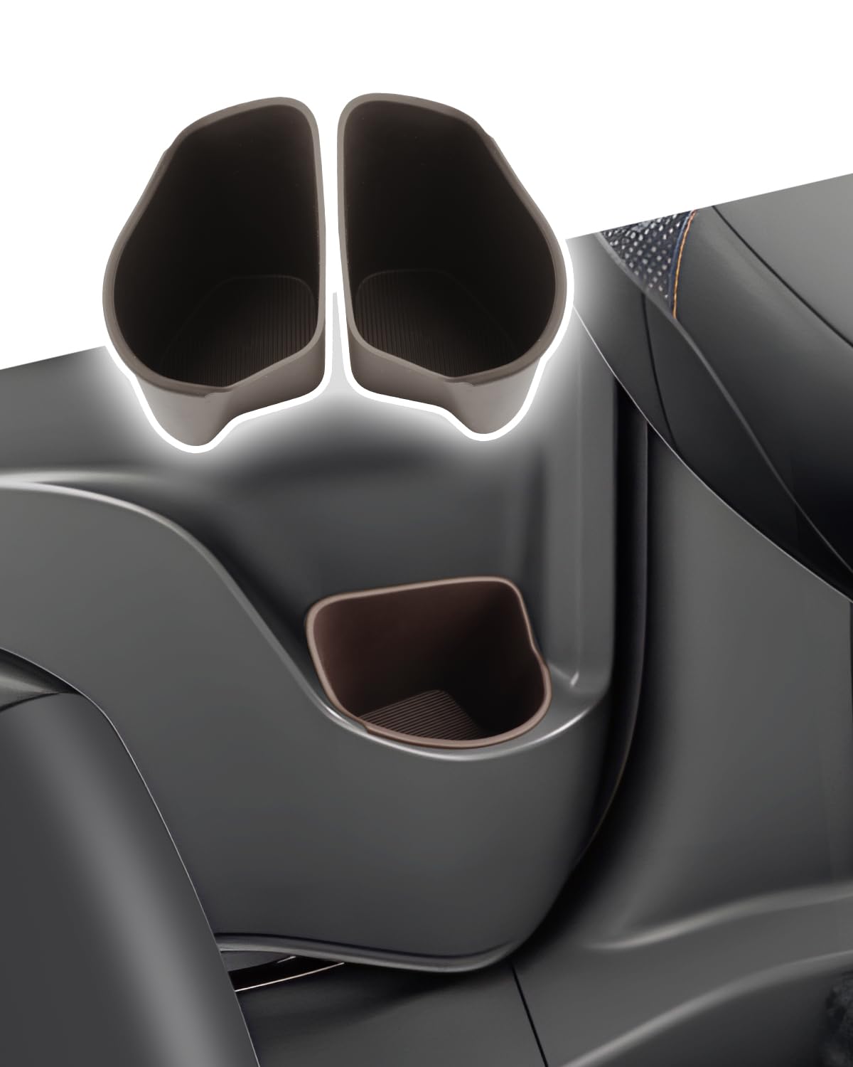 CDEFG 2PCS for 2021-2025 2026 Toyota Sienna Rear Seat Door Side TPE Cup Holder Insert Pocket Center Console Organizer Storage Box Accessories Brown