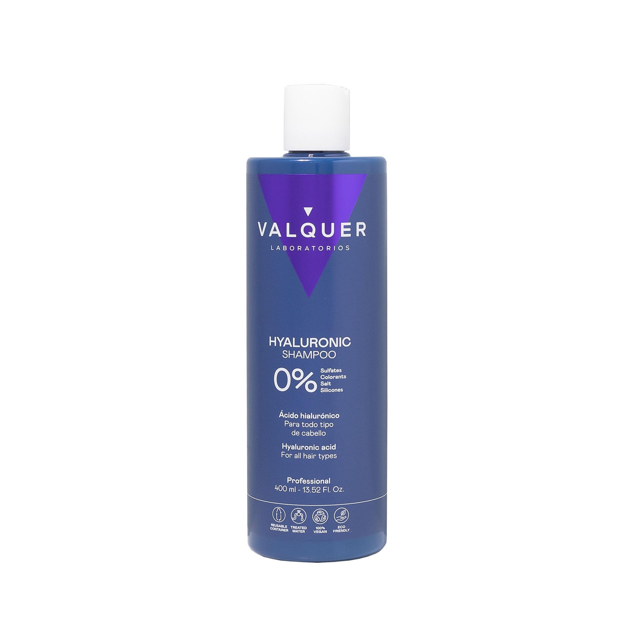 Valquer Hyaluronic Acid Zero Shampoo. Hydrates and Repairs Dry or Damaged Hair. Revitalizes and Protects with Keratin and Aloe Vera. Suitable for All Hair Types. 400 ml