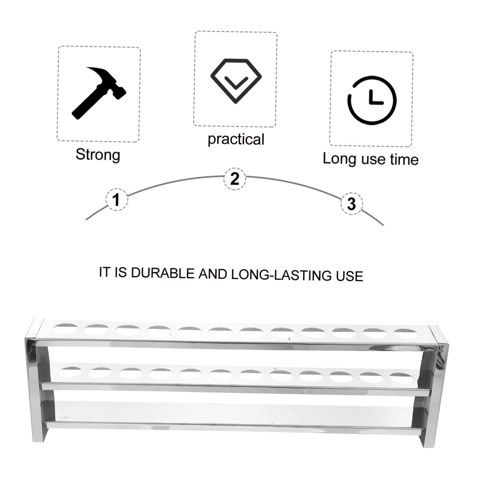 Portaprovette 12 Fori in Acciaio Inox Supporto da Laboratorio | Superficie Liscia, Facile da Trasportare, per Imprese Industriali e Minerarie, College
