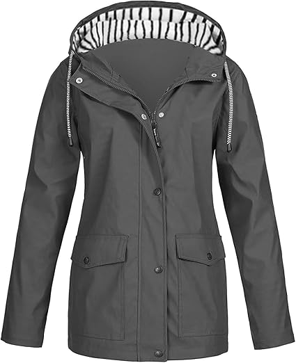OIOLOYJM Yellow Rain Jacket Womens Waterproof with Hood Light Weight Jackets for Women Casual Fall Winter Plus Size Raincoat