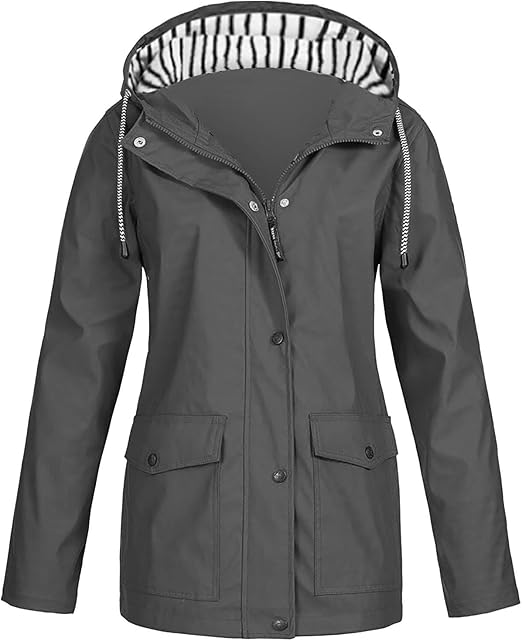 OIOLOYJM Yellow Rain Jacket Womens Waterproof with Hood Light Weight Jackets for Women Casual Fall Winter Plus Size Raincoat