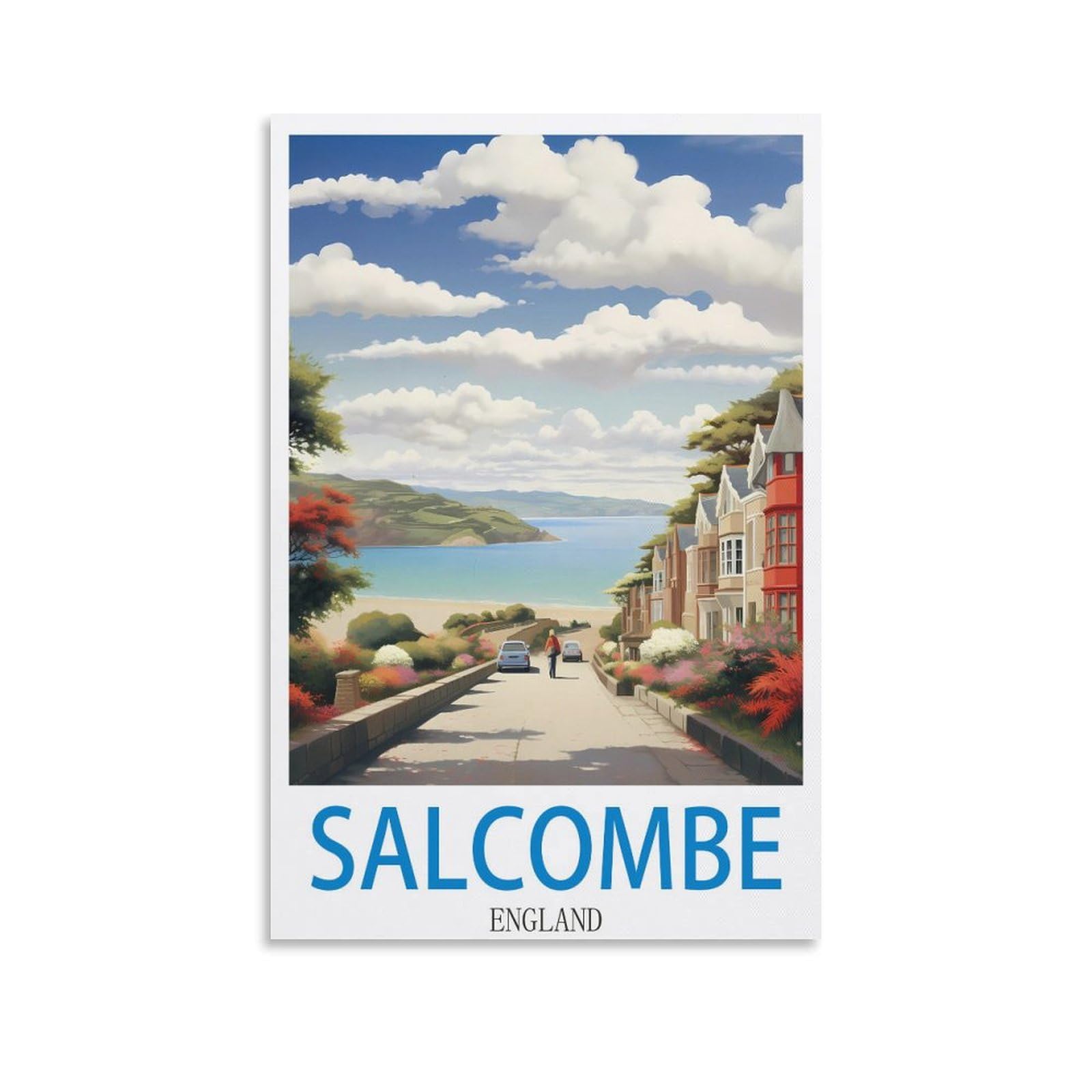 Xllyxygjq Unframe-Style Salcombe England Vintage Travel Poster 08X12inch(20X30cm) Canvas Wall Art Poster Print Artwork Painting Picture For Home Decoration Living Room Office Bedroom