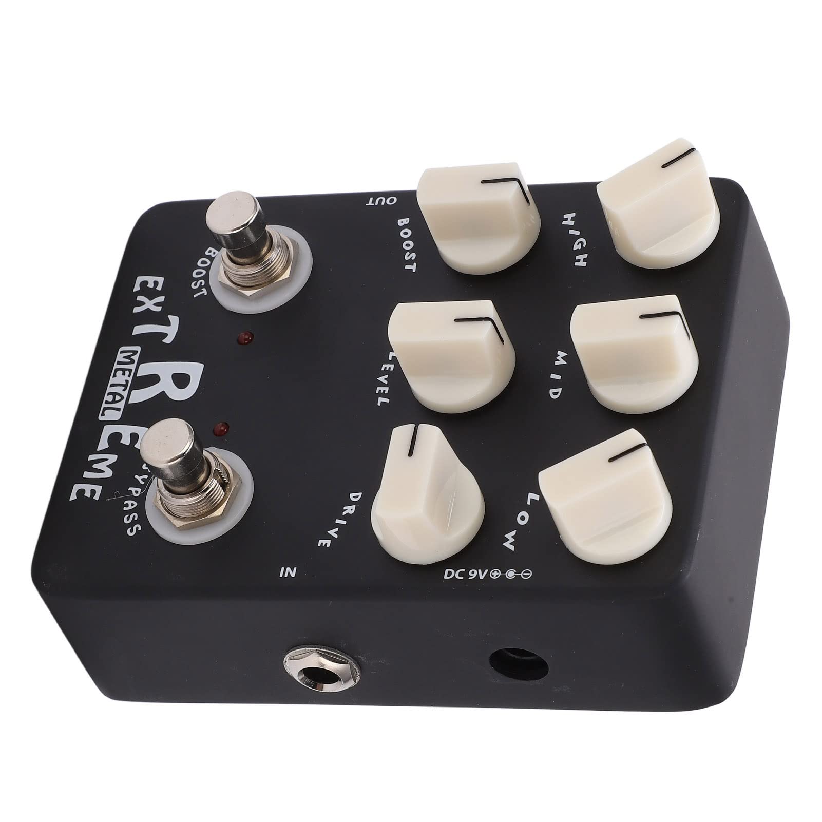Pedale effetto distorsione in metallo EQ professionale a 3 bande Pedale per chitarra elettrica bypass a basso medio alto guadagno per musicisti rock metal Nero