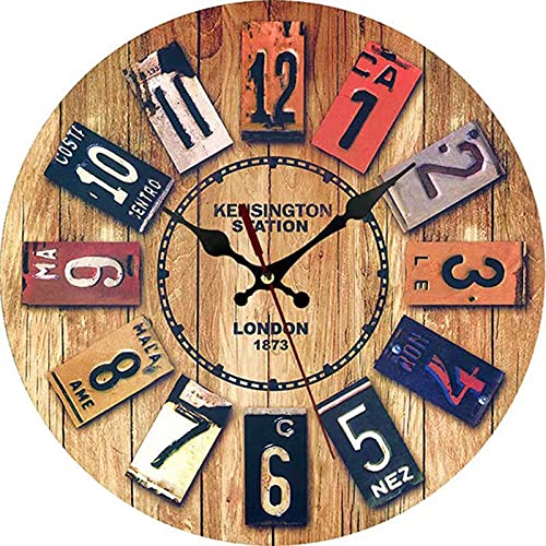 ORiTi Retro Ancient Real Wood Clock Europe Style Home Decoration Digital Wall Clocks