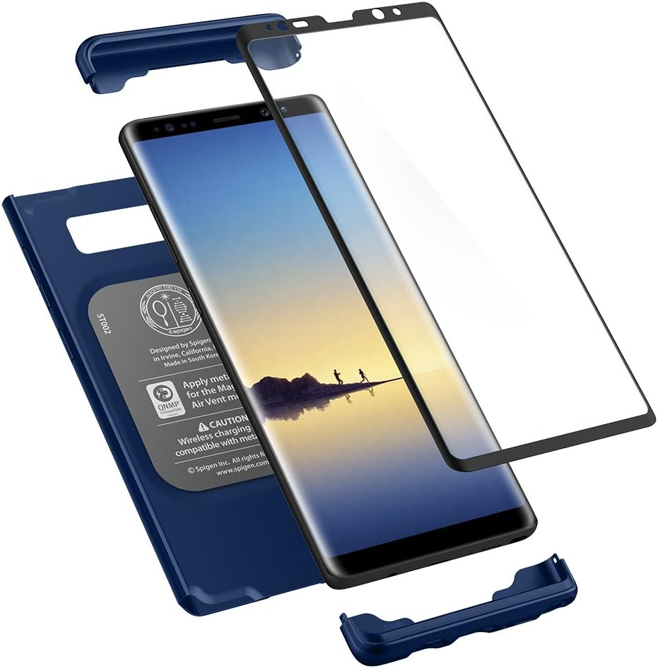 Spigen Thin Fit 360 Designed for Samsung Galaxy Note 8 Case (2017) Tempered Glass Screen Protectors Included - Deep Sea Blue