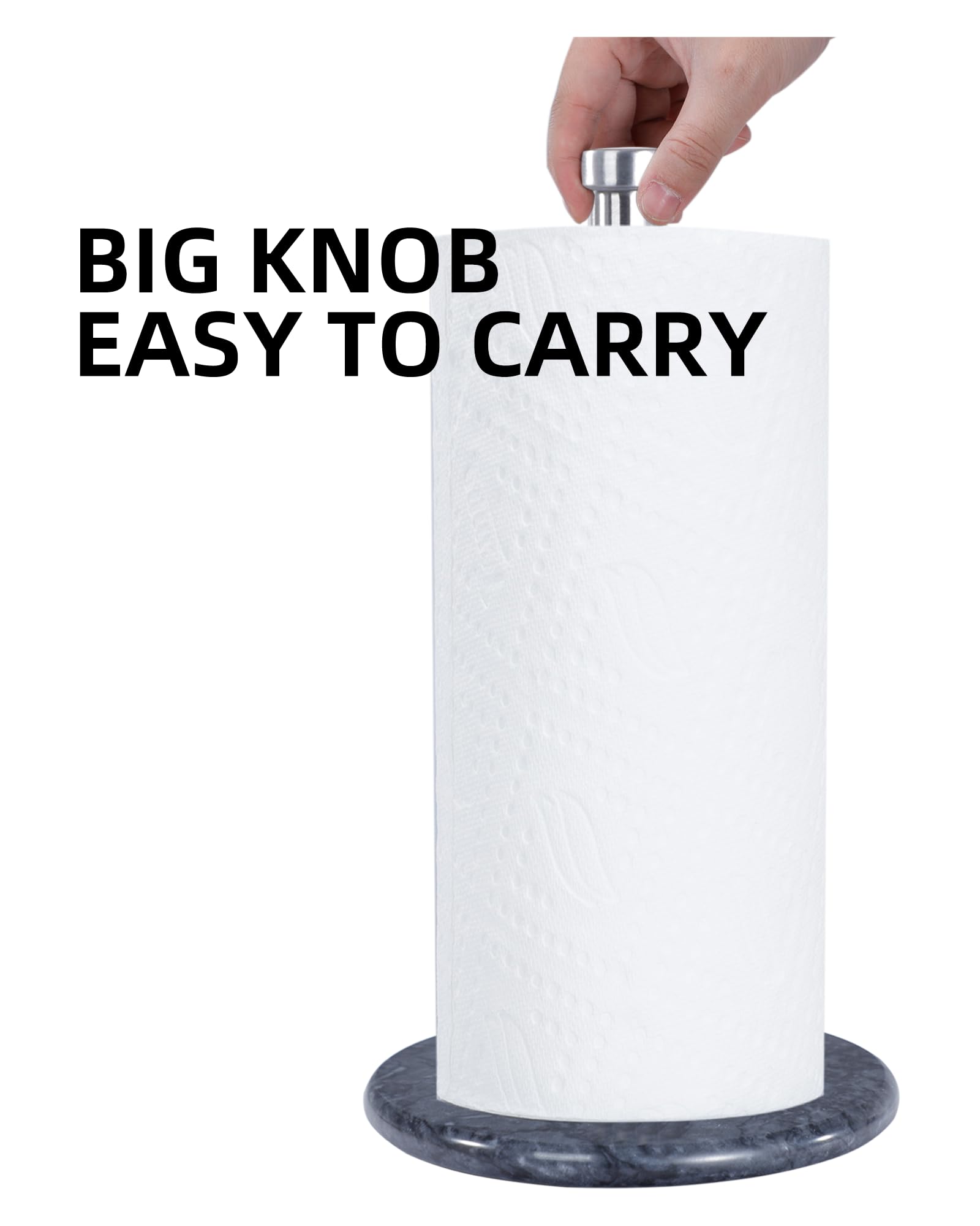 Soporte para toallas de papel con base de mármol, dispensador vertical de rollo de papel de 13 x 7 pulgadas con base antideslizante pesada para un fácil desgarro con una sola mano, para encimeras,