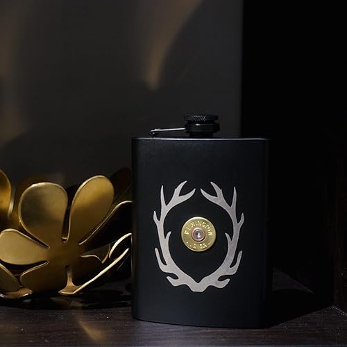 Miniatura 9 de HAMILO Shotgun Shell - Frasco de caza de ciervos para licor con embudo, frasco de campamento a prueba de fugas de 8 onzas para hombres y mujeres,