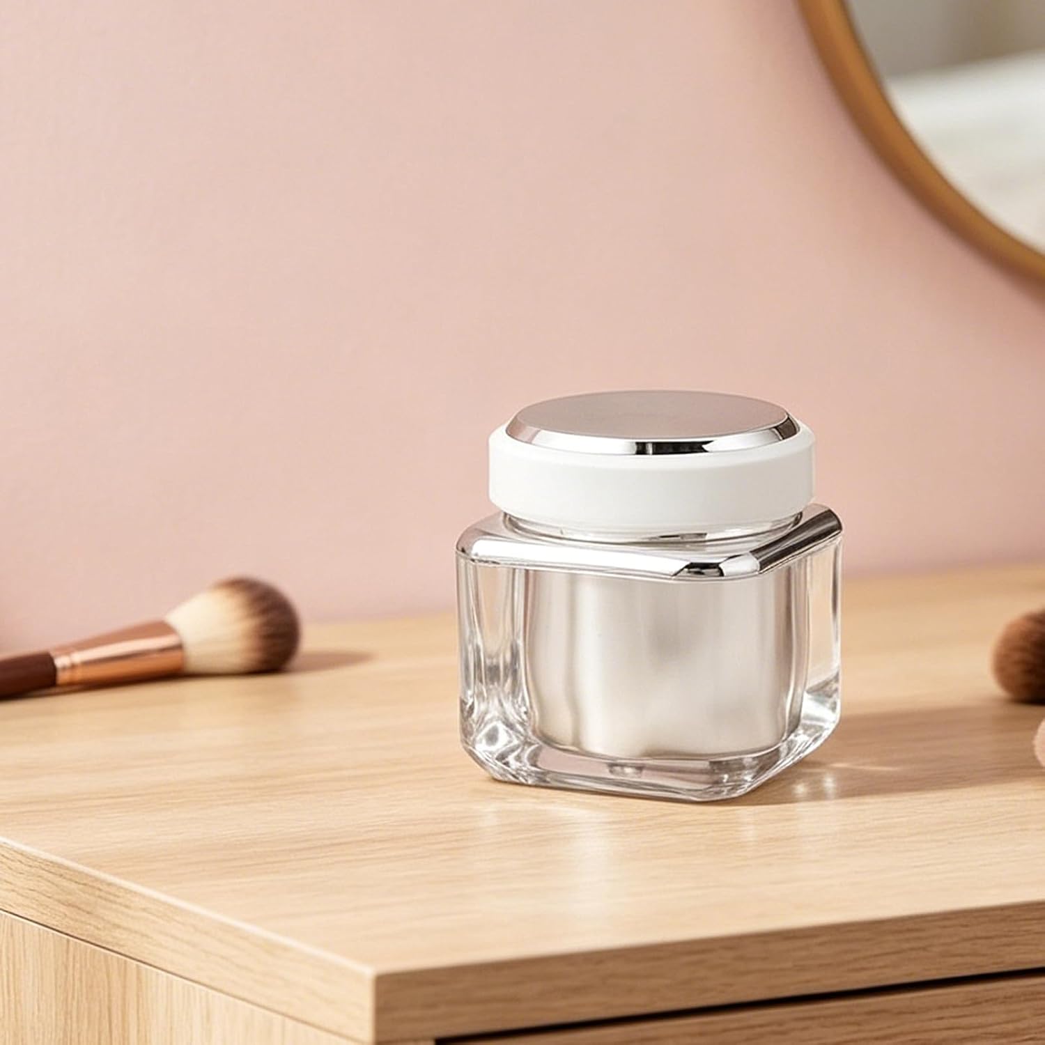 Acrylic Cosmetic Cream Jars Space-saving Design 2pcs 50g with Lid 1.76oz Sturdy Reusable Containers for Makeup Storage and Travel for Lotion and Skincare