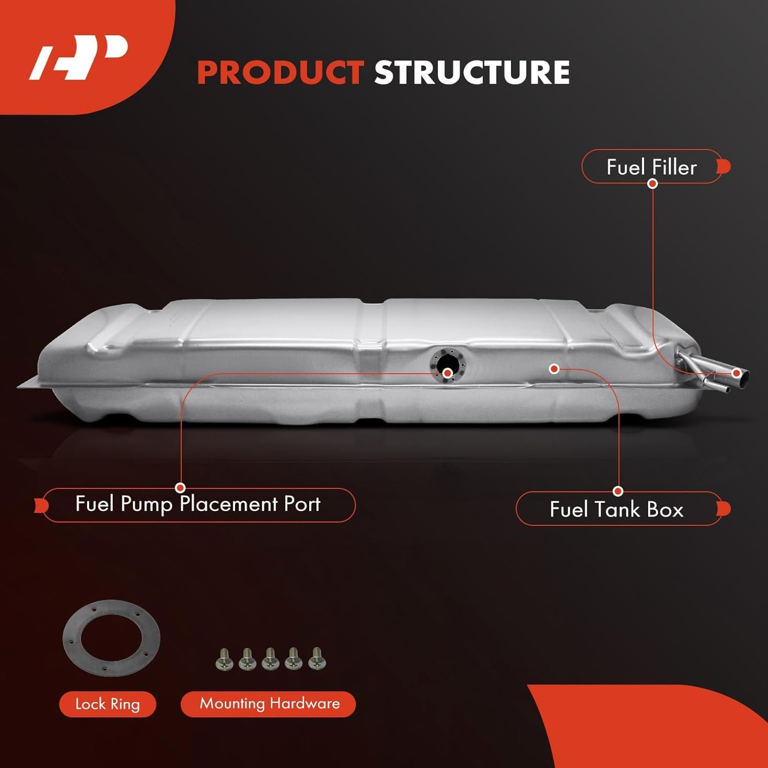 A-Premium Fuel Tank with O-Ring Compatible with Chevrolet Truck 1949-1953 3.5L 3.8L, Truck 1954 3.8L 4.3L & GMC Truck 1950-1952 3.7L, Truck 1953 3.7L 4.1L, Truck 1954 4.1L, Replace# 3847690