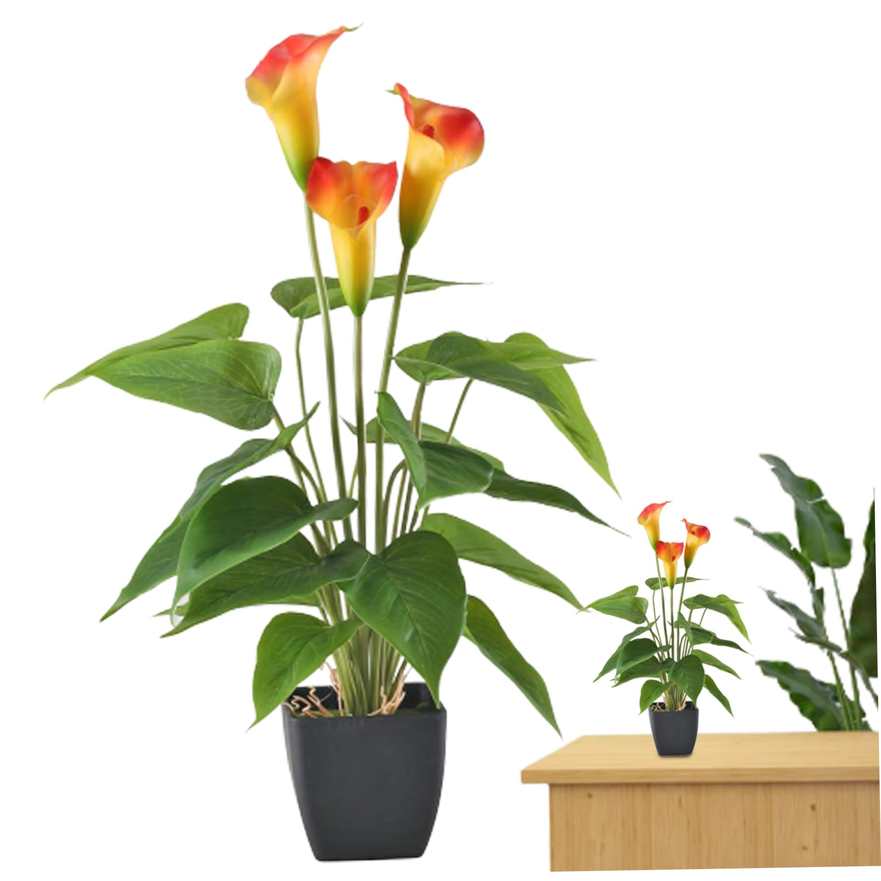 Plante en pot artificielle lis calla décoration maison jardin intérieur extérieur orange