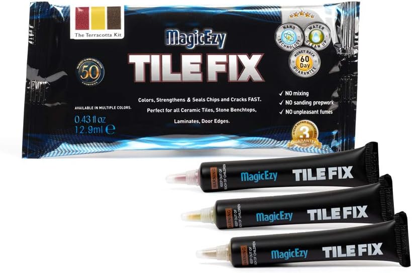 MagicEzy Tile Fix (Terracotta Kit) Ceramic Tile Scratch Repair Easy