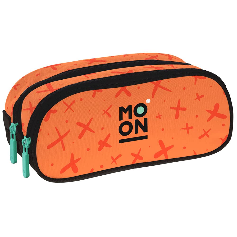 Grafoplás37546252. Double Pencil Case, Orange, Moon Collection, Size: 24.5 x 9.5 cm