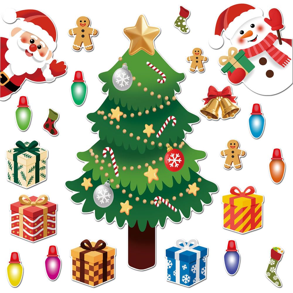 Tsophreniq Christmas Tree Decorations for Fridge, Santa Reindeer Holiday Magnets Metal Door Refrigerator Stickers Magnets Fridge Metal for Stickers Tree