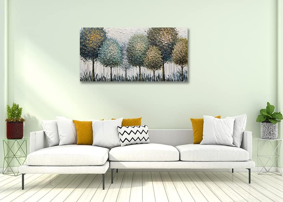 Miniatura 5 de V-inspire Arte, 24 x 48 pulgadas, impresionista dibujado a mano, paisaje, pinturas al óleo abstractas texturizadas, arte de pared, pintura para