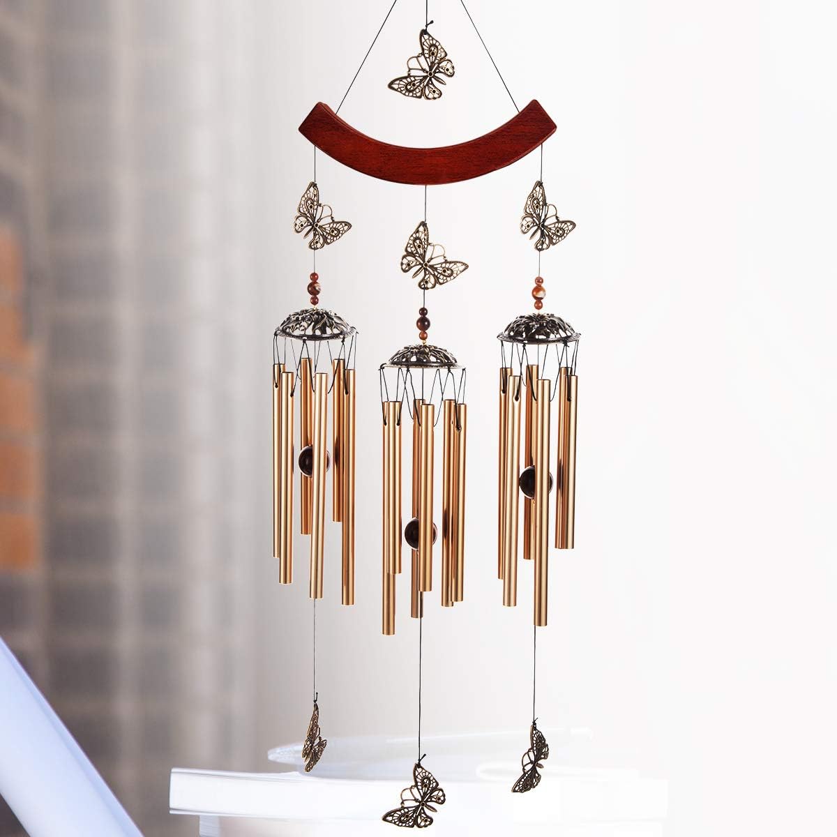 Wind Chimes Outdoor - 3 Unique Butterfly Wind Chimes with 18 Roots Hollow Aluminum Tubes and Butterflies Design for Outdoor Patio Backyard and Indoor