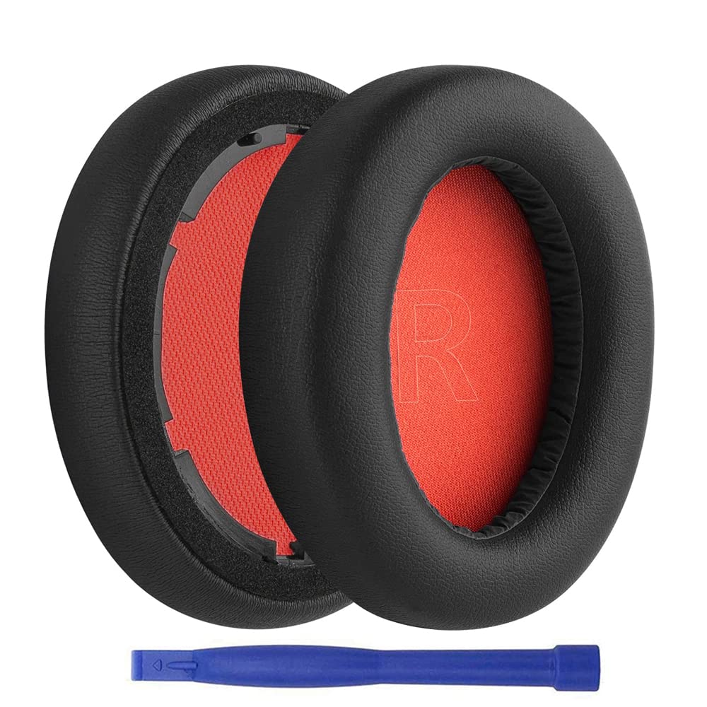 Q10 Ear Pads, 1Par Protein Leather Replacement Earpads Ear Pads Cushion Repair Parts for Anker Soundcore Life Q10 Q10 BT Headphones Headsets (Black/