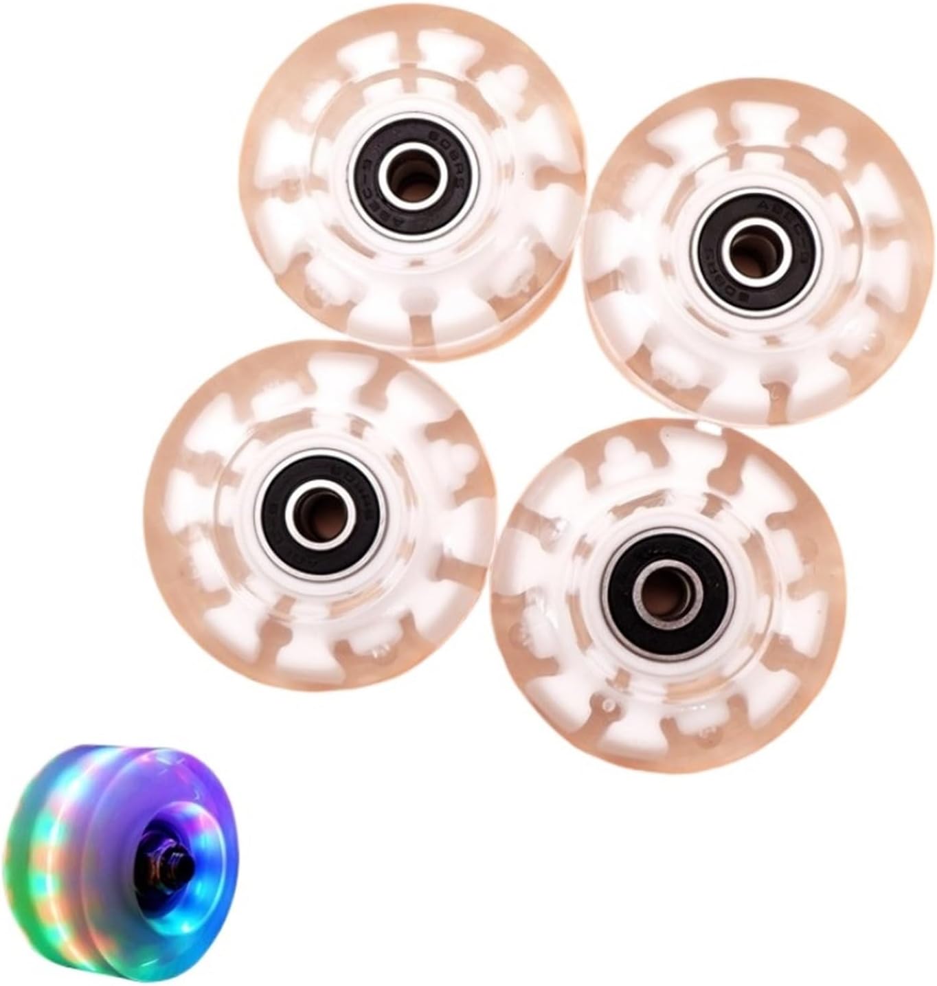 Roller Skate Wheels 1/4/8pcs 58mmx32mm PU 82A Double Row Roller Skates Wheels Skateboard 4 Wheels Skates High Elastic Luminous Wheel Outdoor Skating(Pink 8 PCS)