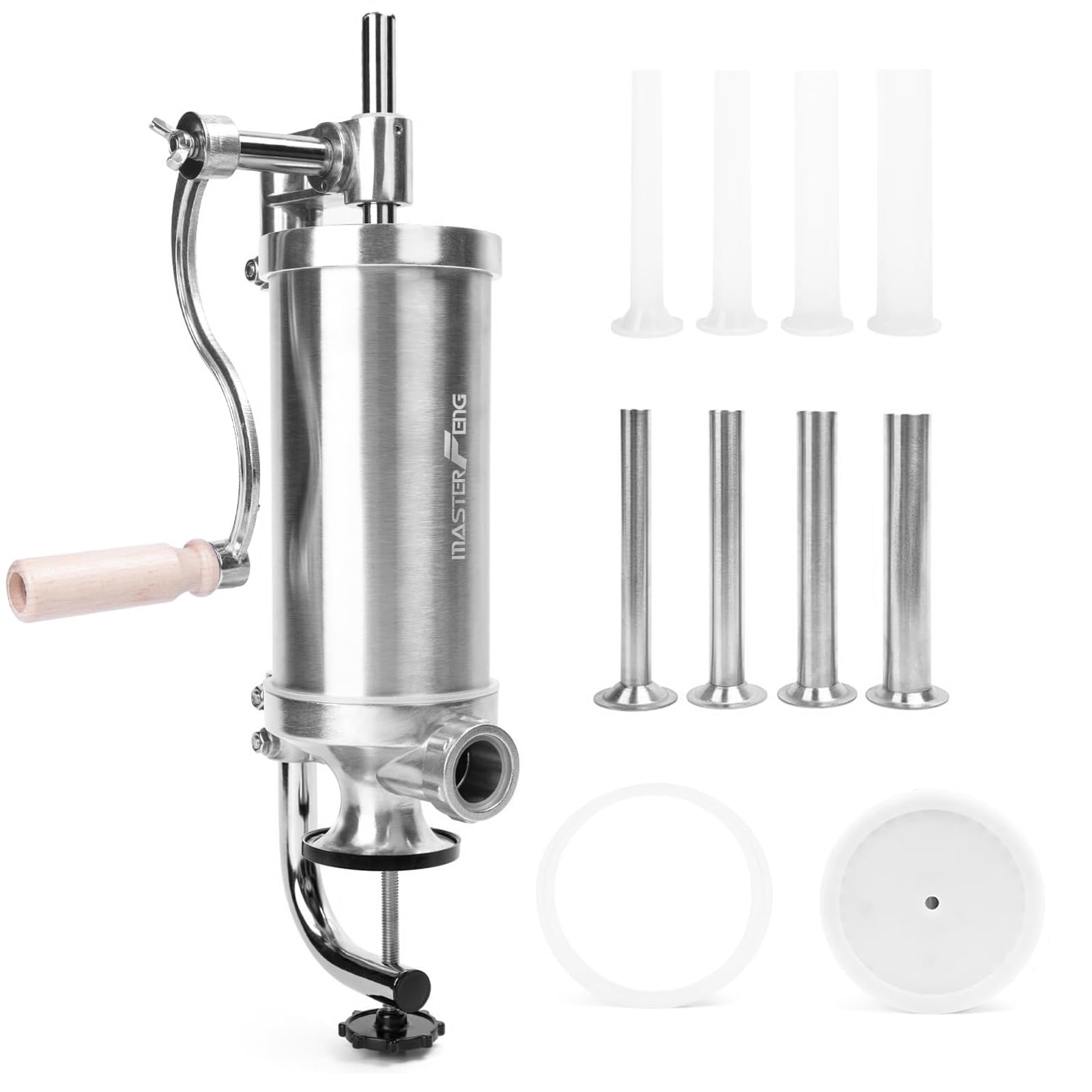 2,5 LBS Wurstfüllmaschine Vertikale Edelstahl-Füllmaschine Mit 8 Fülltrichtern und 1 Silikonkolben