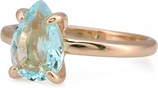 Glamorous Blue Topaz Ring in Rose Gold - Delicate November Birthstone Ring, Engagement Ring, Wedding Ring, Everyday Stackable Ring - Handmade Fashion Jewelry and Gift for Her