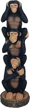 ICE ARMOR 8.5" H Hear-No, See-No, Speak-No Evil Stacked Monkeys Figurine Office Desk/Home/Living Room/Table Decor, Perfect House Warming Gifts for New Home