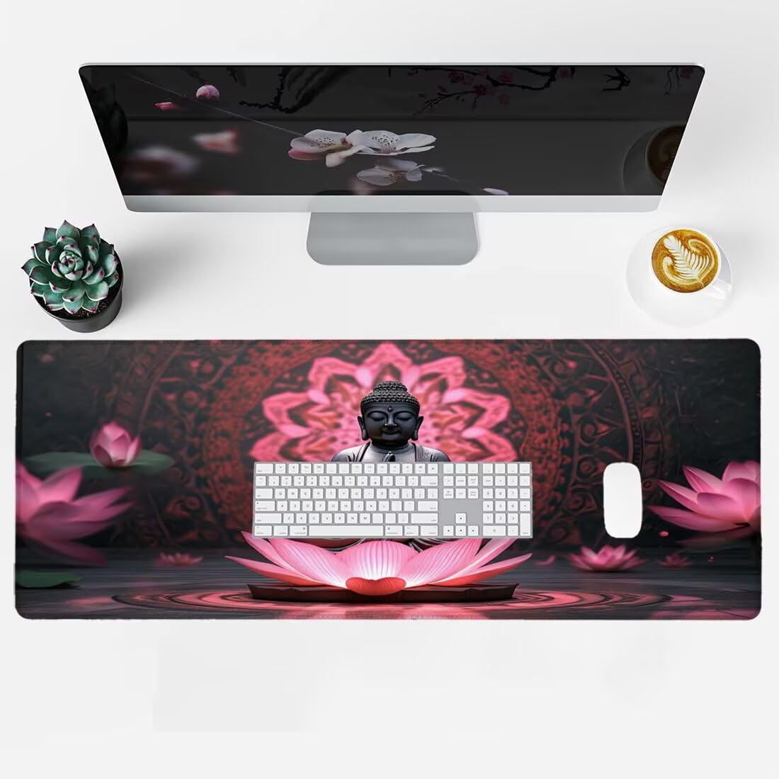 Podkładka pod mysz w stylu retro, Zen, XXL, 1500 x 800 mm, podkładka pod mysz, dla graczy, duża mata na biurko, dekoracja, wodoodporna, antypoślizgowa, gumowa podstawa, ochrona biurka, M-7