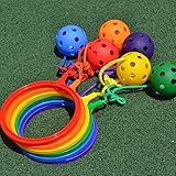 Nioslier 6 Pcs Kids Jump Ball Rainbow Colors - Skip Ball Toy Set Catch Ball Set for Great Fitness Game for Boys and Girls