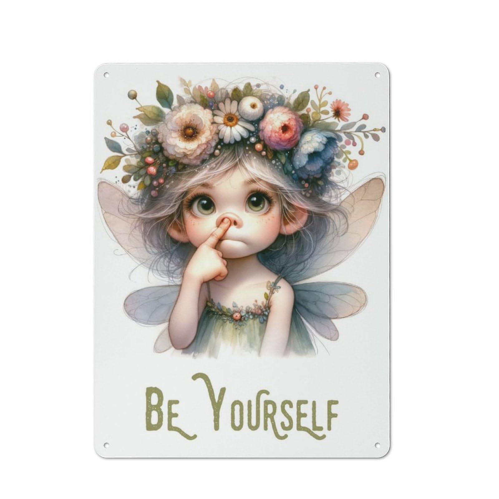 Cottage Tin Sign 40x30cm Featuring Cute Fantasy Be Yourself, Porch Wall Decor for Shed, Garden Room, Porch Or Garage