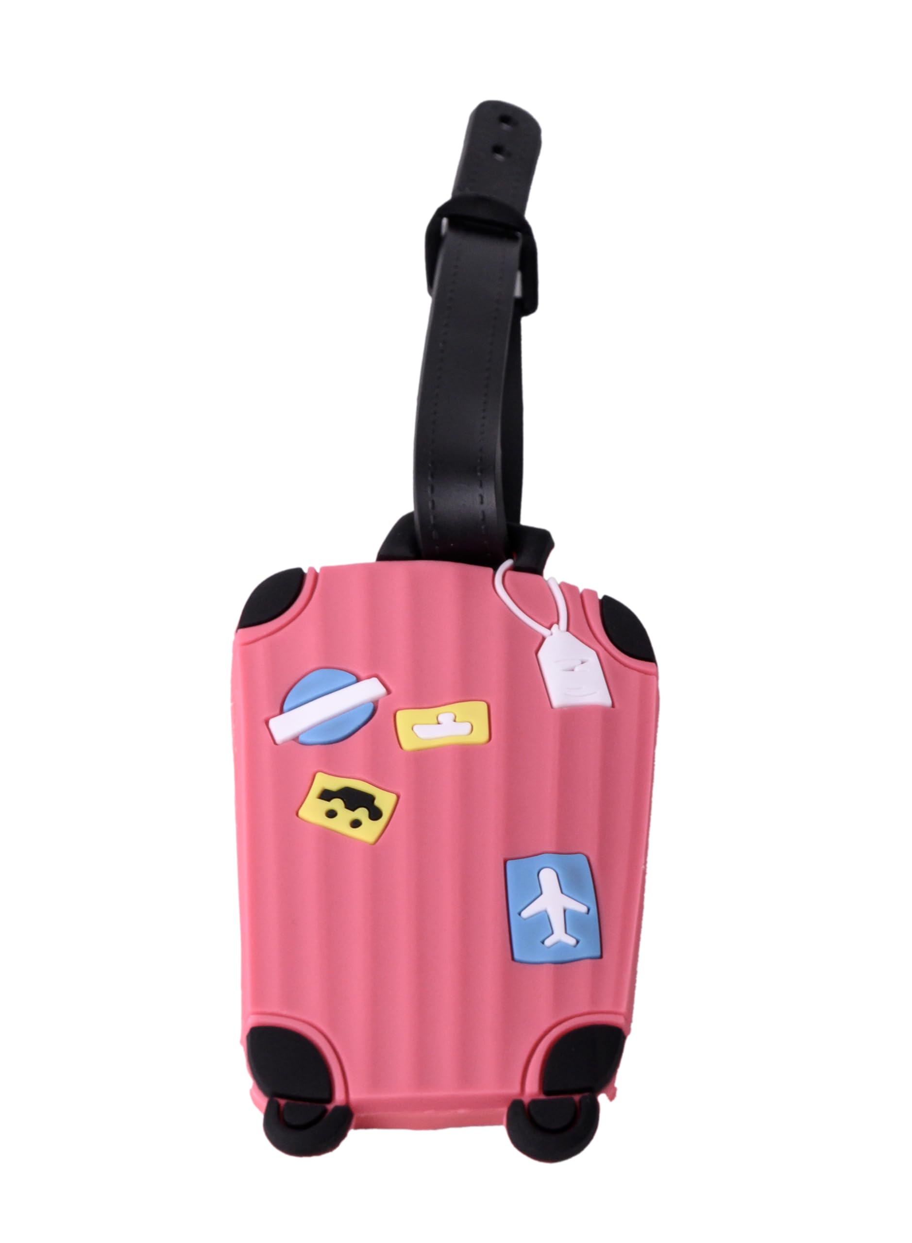 Cuisine Art Luggage Tag with Name ID Card, Personalized Identifier ID Labels, Flexible PVC Travel Tags, Secure Travel Luggage Labels for Baggage Identity, Suitcase Tag – Trolley Shape, Pink