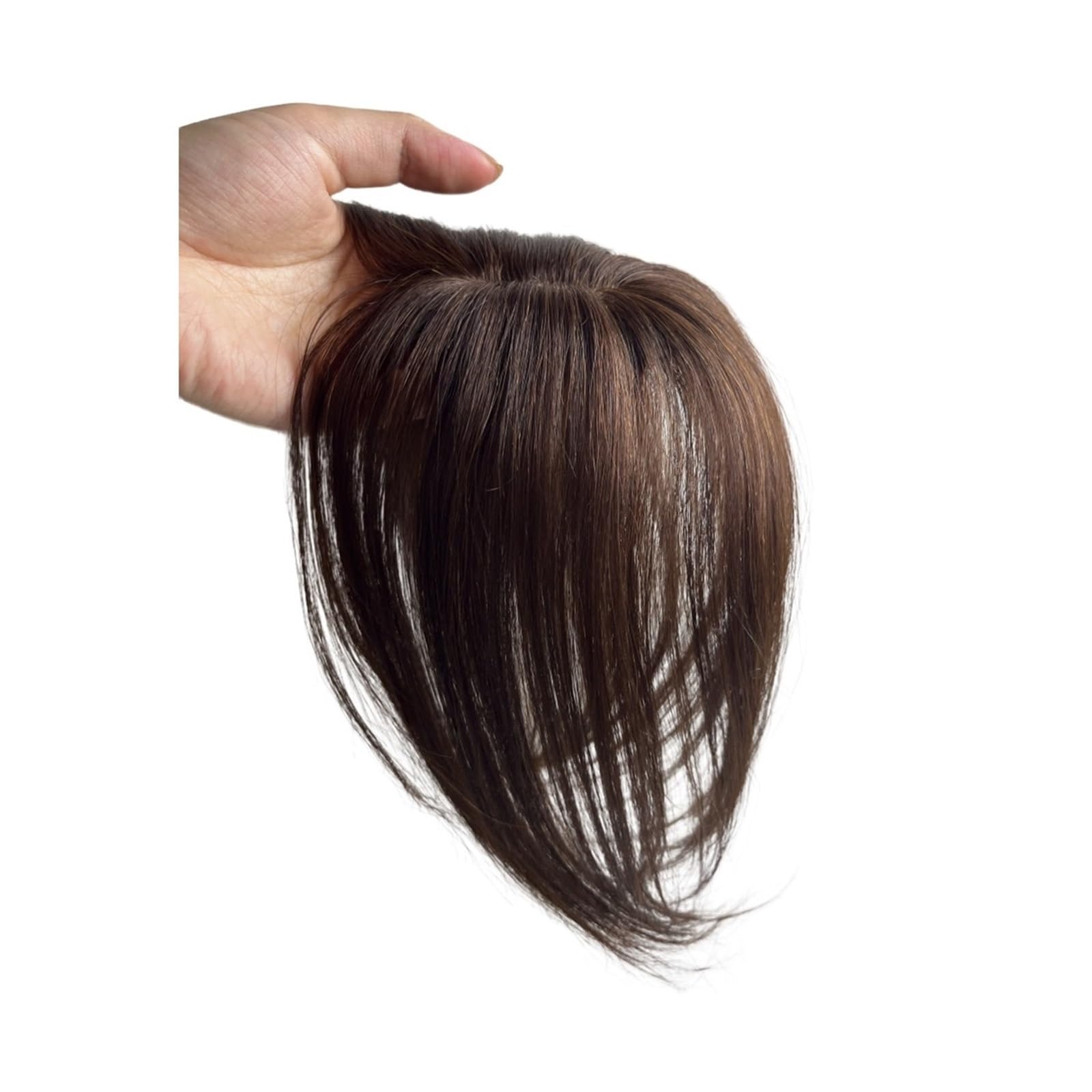 Flequillo Flequillo de Cabello Humano Natural for Mujer, Flequillo Lateral, Parte Media 3D, Extensiones con Clip, postizos Invisibles Flequillo Postizo(Dark Brown)