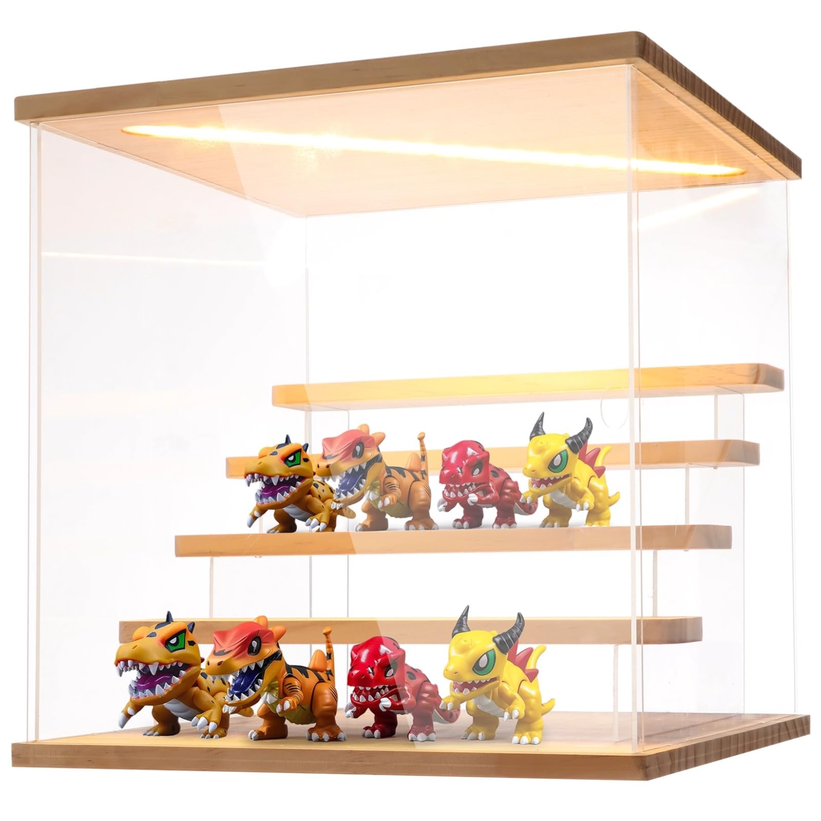 Led Acrylic Figures Display Case - Clear Action Figurine Lighted Display Case with Light for Figures Display Box Stand, Dustproof Protection Showcase Cabinet for Figurines Collection
