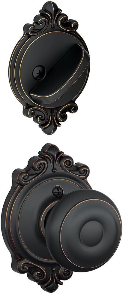 SCHLAGEF59 GEO 716 BRK Brookshire Collection Georgian Handleset Interior Knob, Aged Bronze (Interior Half Only)