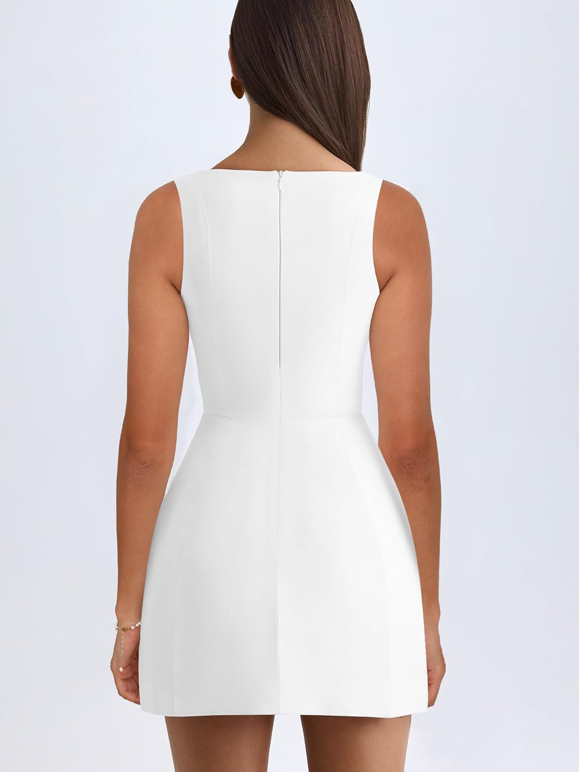 BORIFLORS Women's Sexy Bodycon Corset Mini A Line Dresses Sleeveless Square Neck Party Short Dress - Image 2