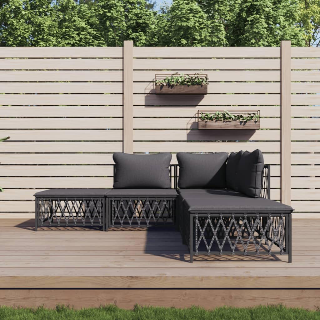 Salon de jardin résistant aux intempéries avec assises 5 pièces confort