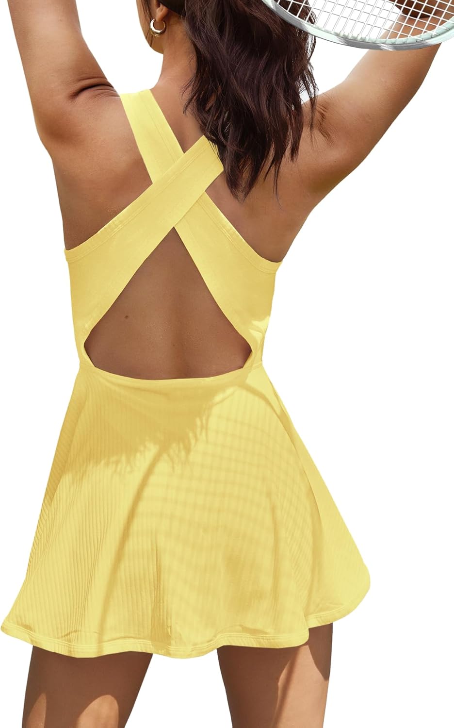 Yanekop Womens Athletic Dress with Shorts Tennis Dresses Open Back Golf Outfits Workout Exercise Active Dress 2025 - Image 4