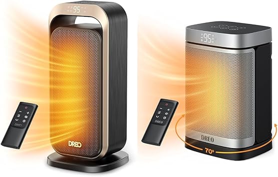 Dreo Space Heaters for Indoor Use, Portable Heater with 70Oscillation, 1500W Electric Heater & Space Heater Indoor, 1500W Portable Heaters with Remote, PTC Ceramic Electric Heater