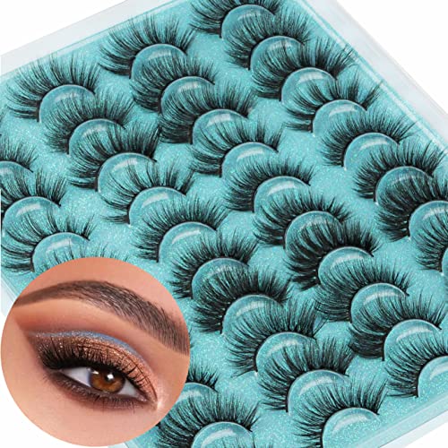 FANXITON 20 Pairs Faux Mink Lashes 3D False Eyelashes Natural Look 10 Styles Wispy Variety Lashes