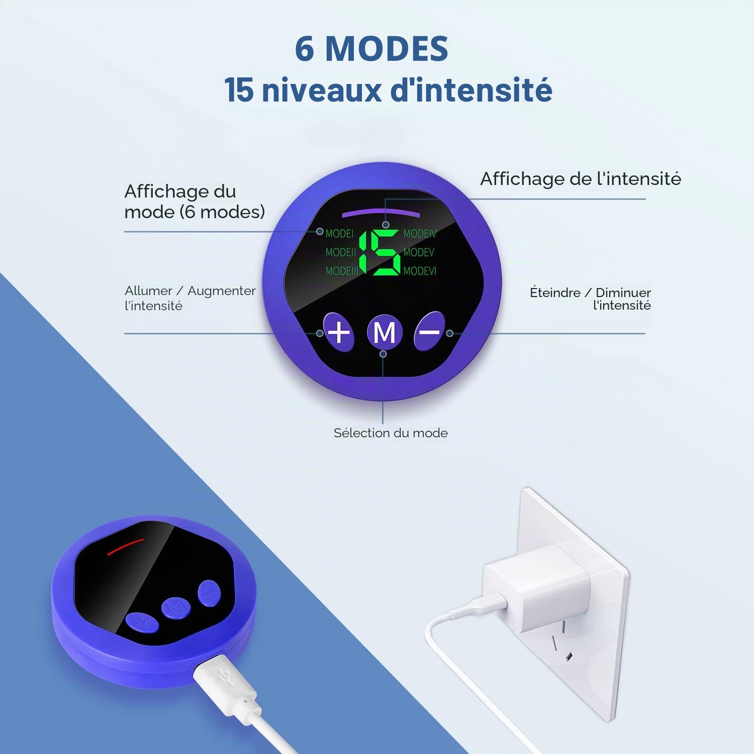 EMS Appareil de musculation électrique pour abdominaux EMS Appareil de musculation abdominaux EMS Traduction abdominale - Non interchangeable - 6 modes d'entraînement stimulateur musculaire pour hommes et femmes - Appareil d'entraînement pour la maison
