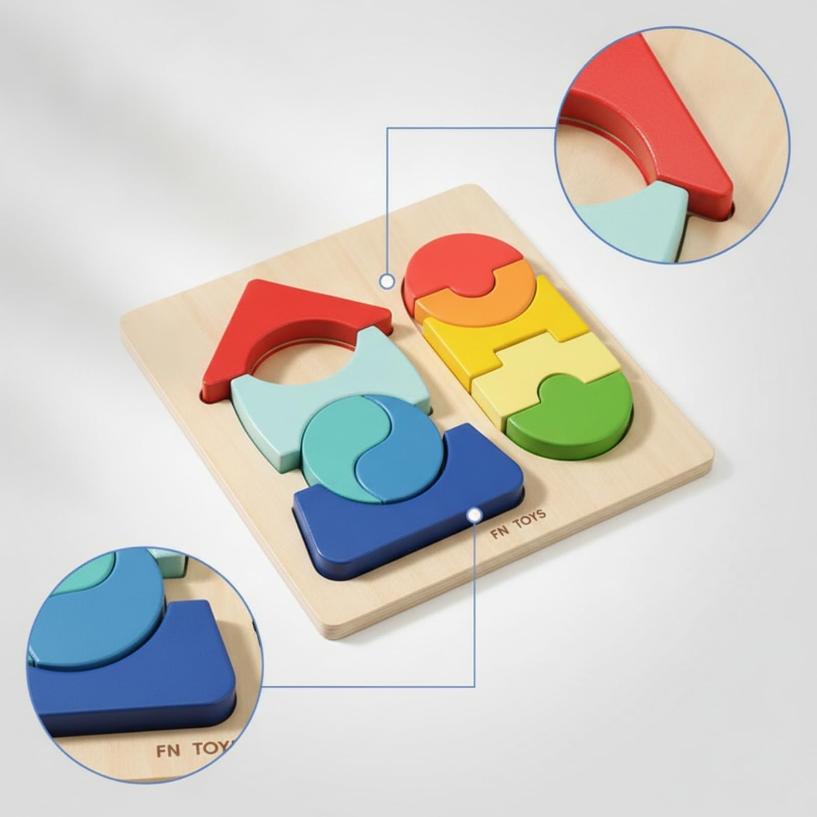 TISHITA Puzzle Enfant Bois Formes Couleurs Géométrique Jouet Éducatif Motricité Fine Développement Cognitif Apprentissage Ludique Activité Manuelle Salon