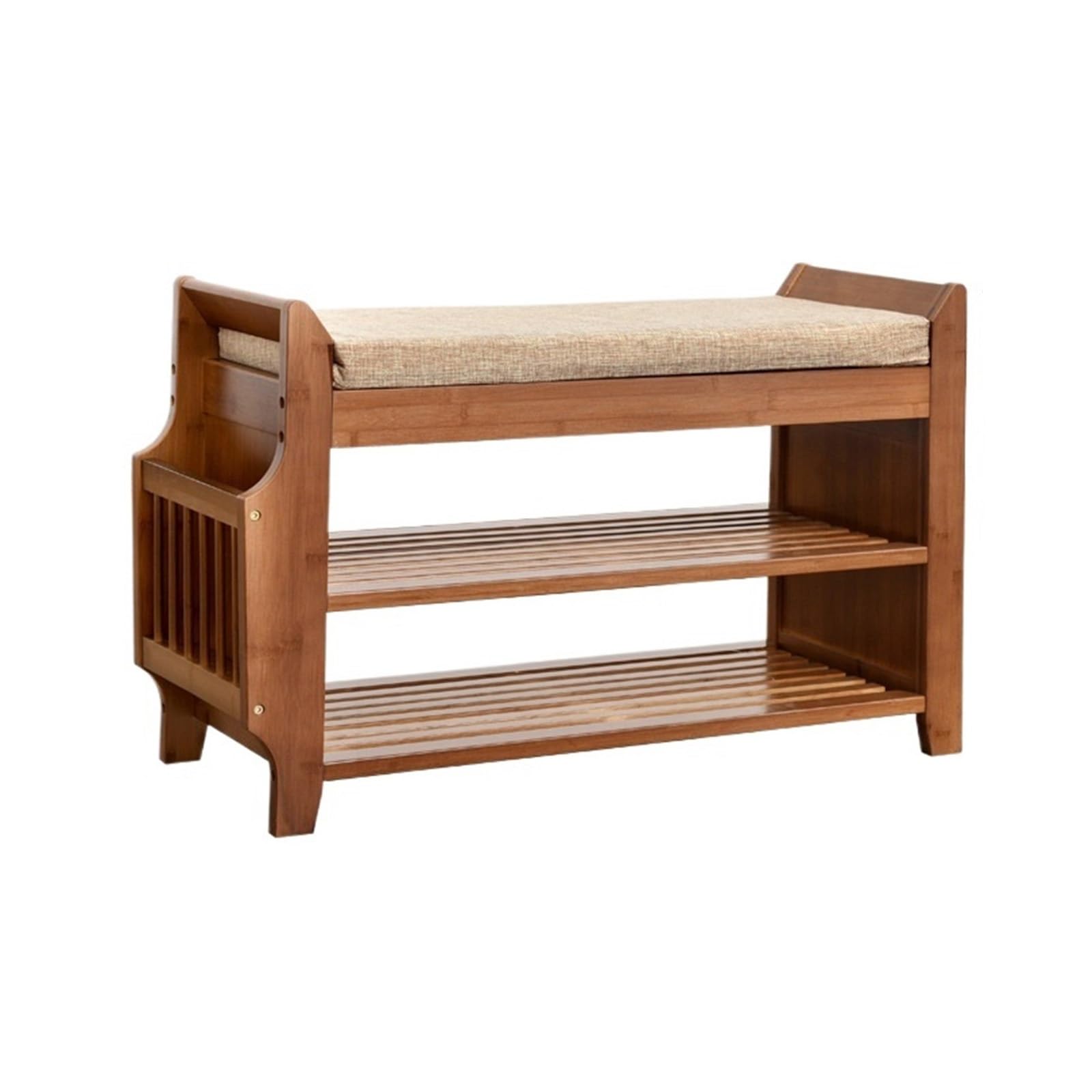 MYUYEE Shoe Bench Entryway- Shoe Bench, Shoe Rack Bench, Bamboo Shoe Rack Bench, 3-Tier Premium Bamboo Shoe Shelf Orga Or Entryway Bench For Entryway Hallway Living Room(Medium)