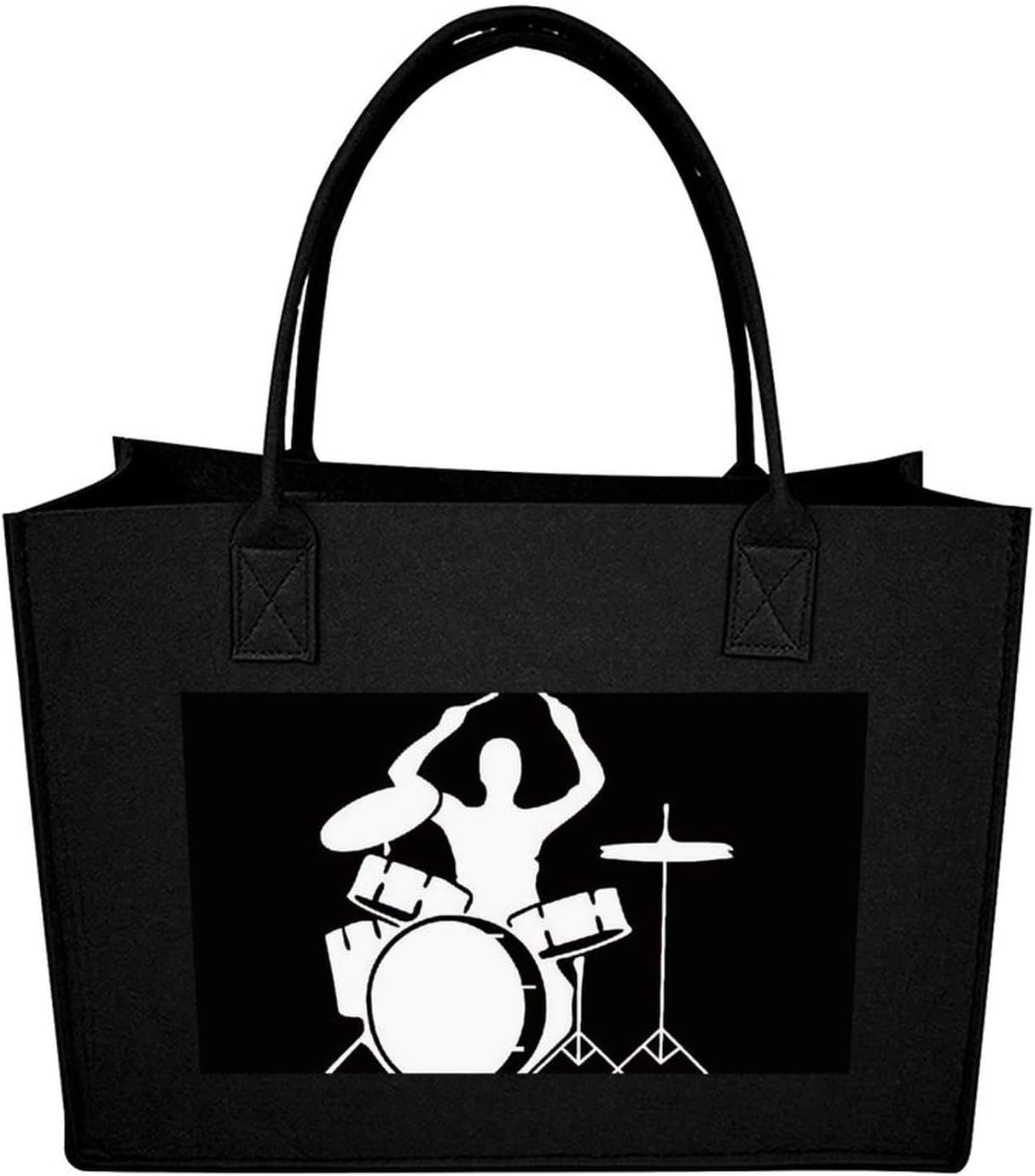 Drummer Tote Bag for Unisex, Large Felt Shopping Bag with Handles, Handbag, Reusable Gift Bag